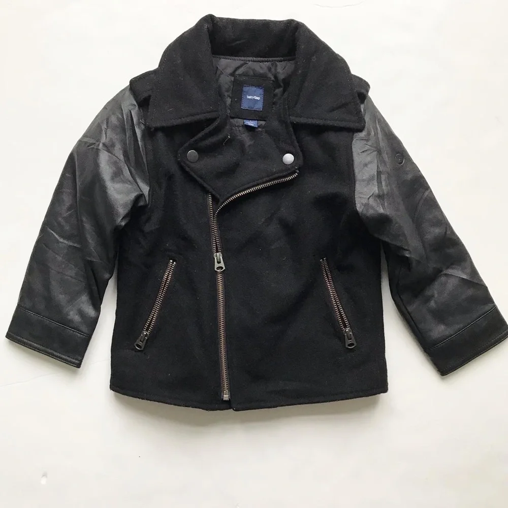 BABygap black motto mix jacket VGUC - button mark on sleeve 4T